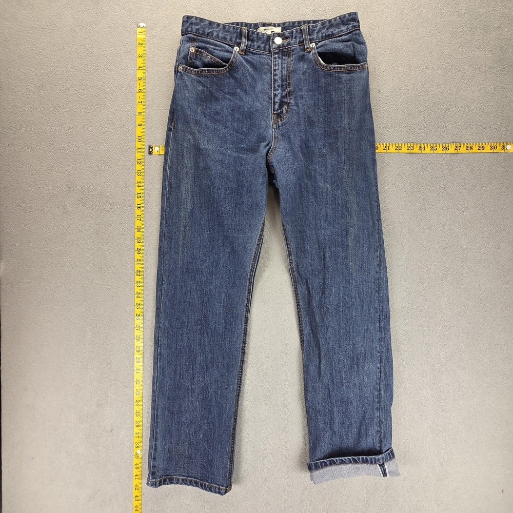 Moondal Jeans Womens Blue Selvedge Regular Straight Zip Fly‎ Fits 29x30